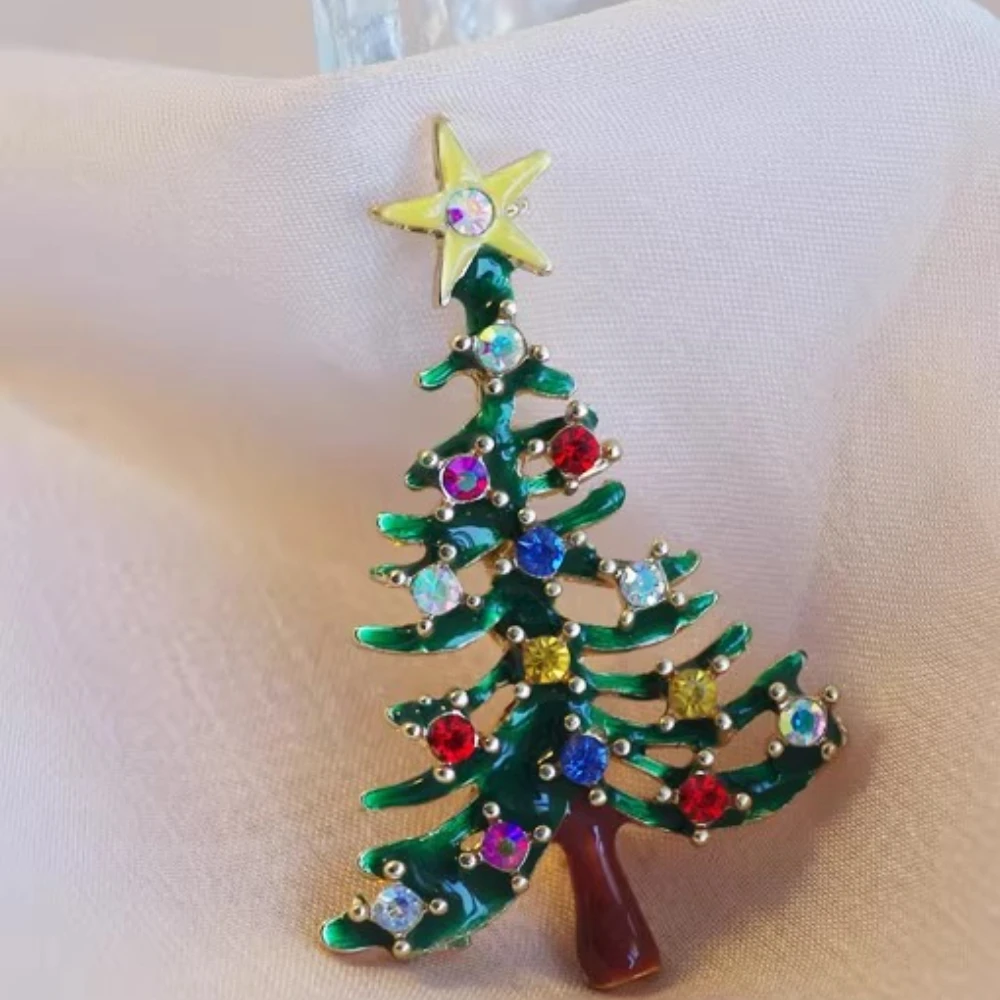 Barocke luxuriöse bunte Weihnachtsbaum-Design-Brosche für Männer und Frauen, Schmuckzubehör, Hochzeit, Urlaub, Party, Paar-Geschenk