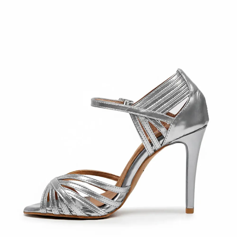 Practice Dance Shoes Women 10cm Heel Silver PU Latin Salsa Shoes Girls Sexy Latin Salsa Ballroom Dance Shoes Party Dancing Shoes
