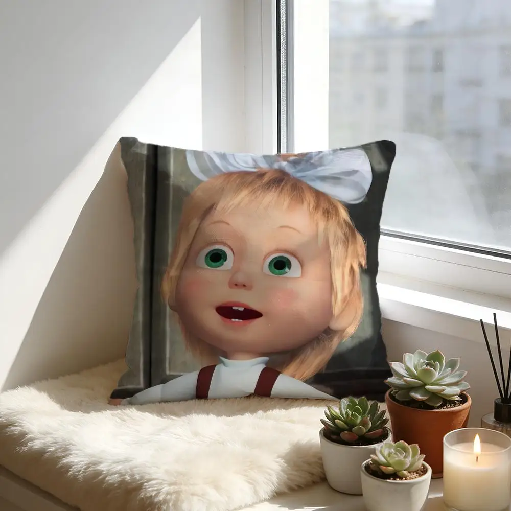 

Наволочка для подушки «Маша и Медведь», уютная велюровая декоративная подушка, мягкая и теплая подушка для дивана и кровати