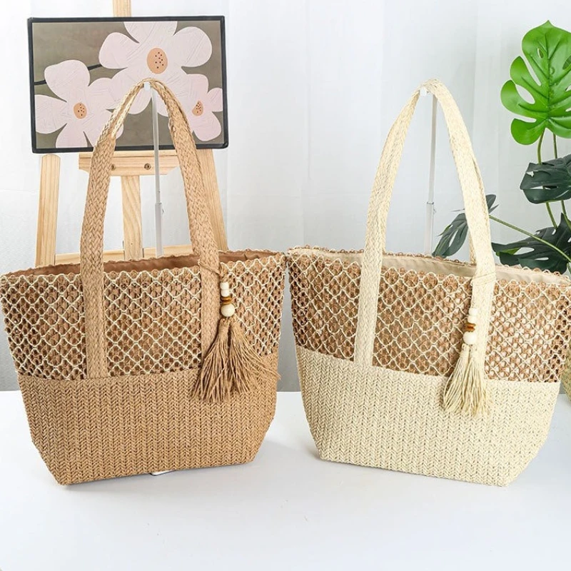 

Crossbody Handmade Straw Handbag Women Holiday Beach Top-Handle Bags Casual Tote Retro Shoulder Bags