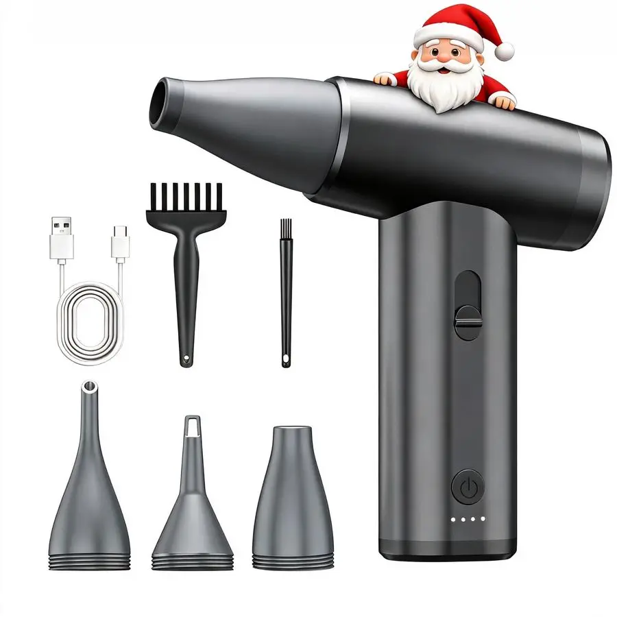 

Electric Compressed Air Duster, 300000RPM Brushless Motor with Stepless Speed, Rechargeable Cordless Mini Blower for Computer Ke