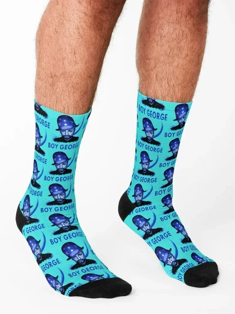 Singer Boy George-blue Socks Crossfit Rugby men cotton high quality bright garter Socks Men Women's
