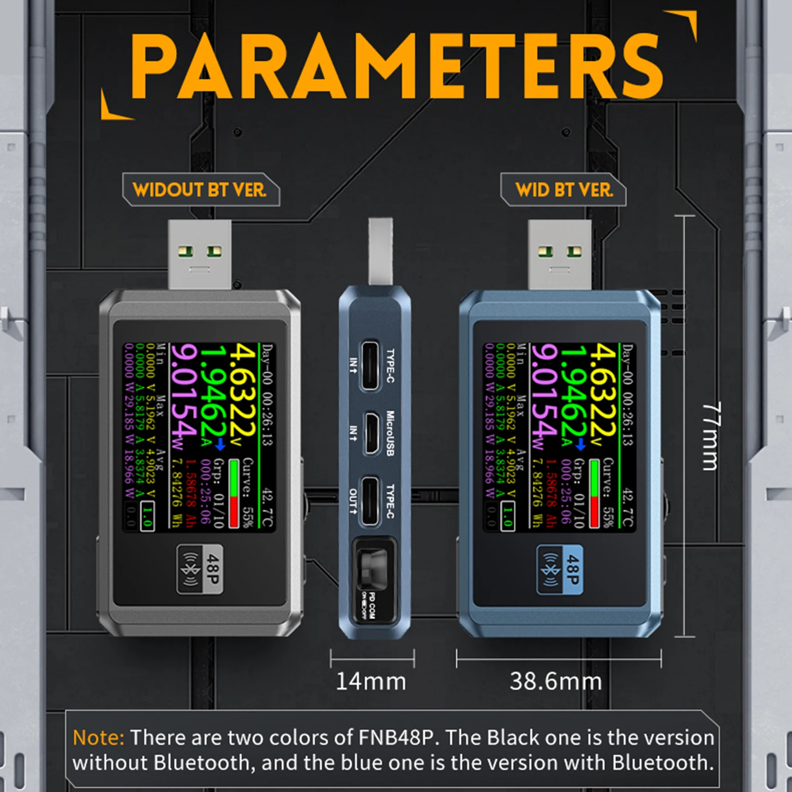 USB Multimeter Real Time Voltage Current Curve Voltage Tester Current Tester Type C USB Tester Multimeter Voltmeter Ammeter