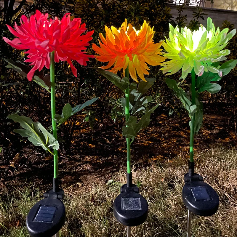 

1pc LED Solar Light Artificial Chrysanthemum Simulation Flower Outdoor Waterproof Garden Lawn Stakes Lamps Yard Art for Home