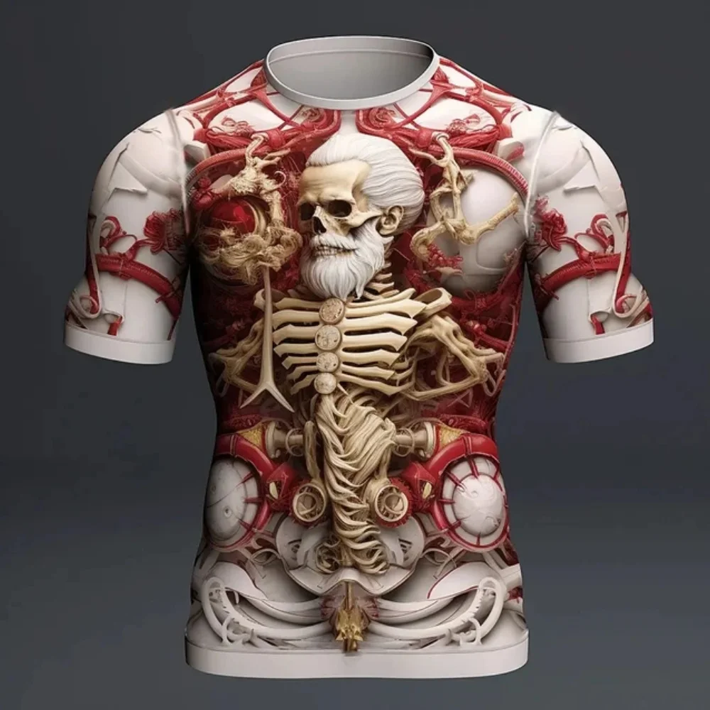 2024 Summer New Men T-Shirt Harajuku Spider Skull 3D Printed T-Shirt Men's Clothing Fashion Punk Tees Casual Street Wear T-Shirt image 2