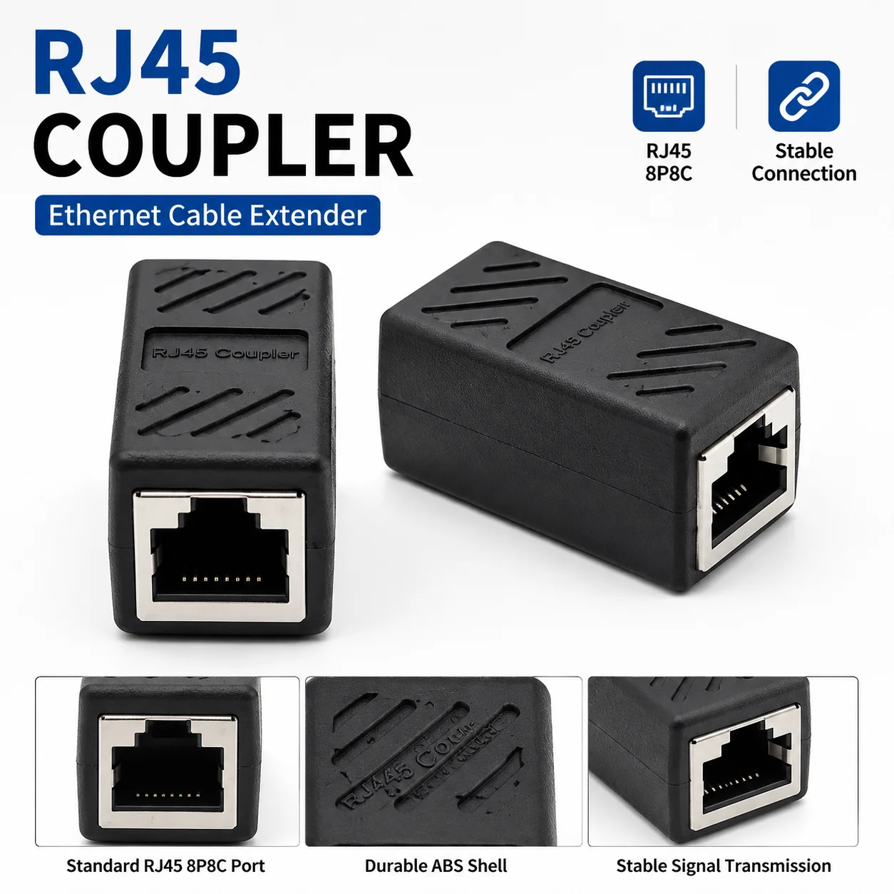 High-Speed Gigabit RJ45 Network Extender Ethernet Cable Adapter Female to Female for Enhanced Data Transmission