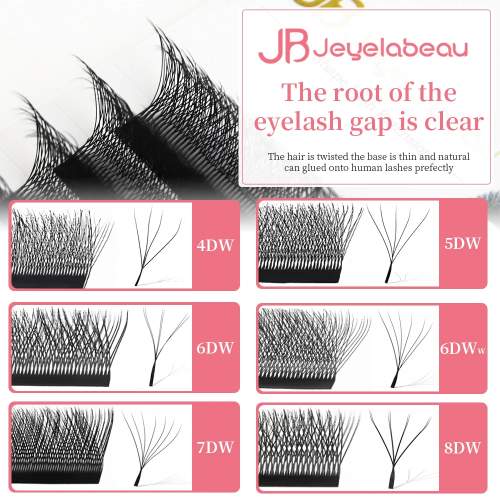 JB Jeyelabeau New Cilios 5D Eyelashes Extension 6D 8D W Shaped Eyelash Extensions C/D/L/M Fake Bloom Lashes Premade Volume Fans