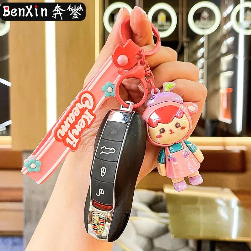 miniso チェリーガールキーホルダーペンダント、絶妙なカップルバッグ、キーチェーンペンダント、高級屋台