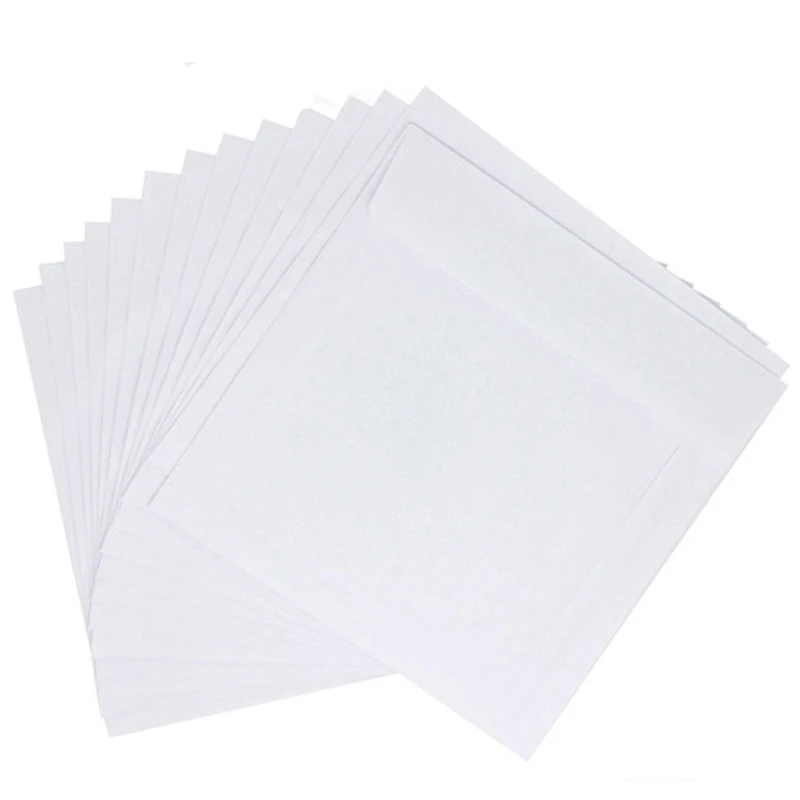 Y45A-CD DVD Sleeves, DVD CD Media Paper Envelop Sleeves Holder with Clear Window Close Flap White, Pack of 100