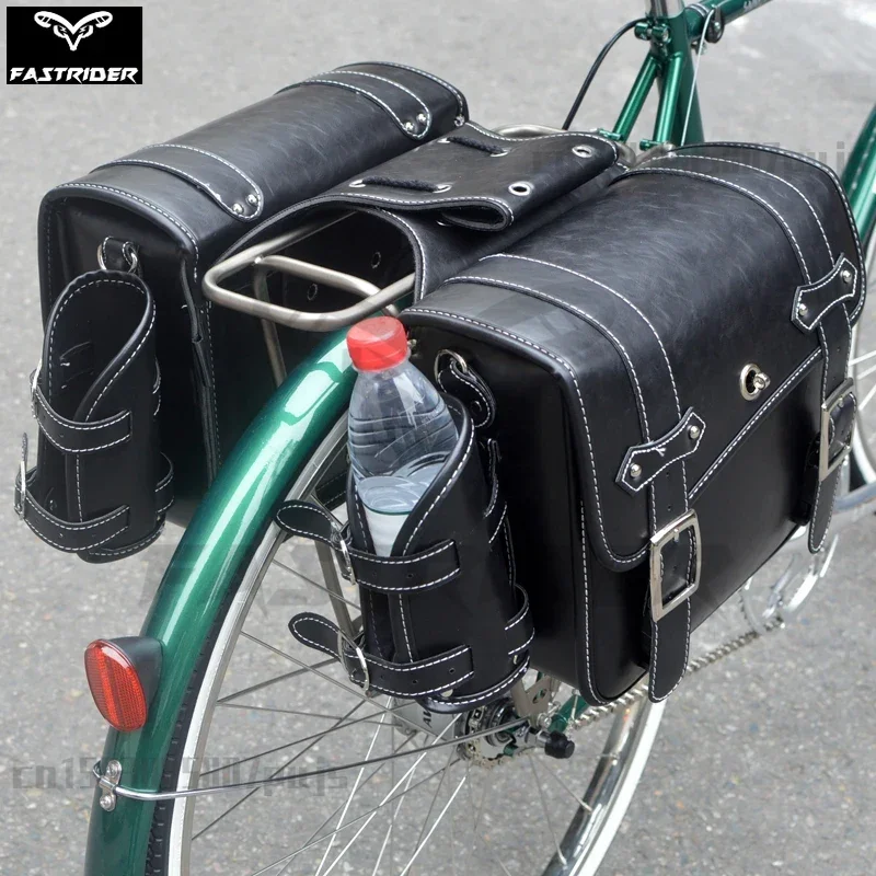 Retro Bicycle Leather Rear Rack Bag Motorcycle Pannier Bag Side Bag Electric Vehicle Riding Bag Bike Accessories