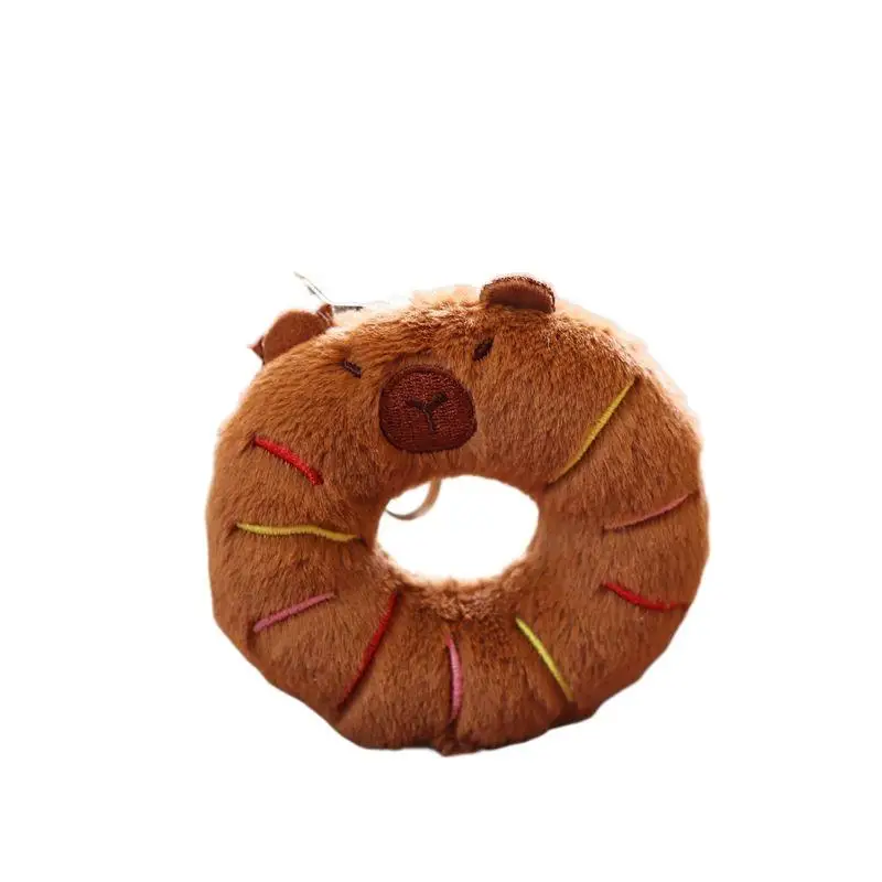 1 ชิ้น Creative Donut ตกแต่งอาหารตุ๊กตาพวงกุญแจการ์ตูน Capybara จี้ Soft Plush ตุ๊กตากระเป๋าอุปกรณ์เสริม