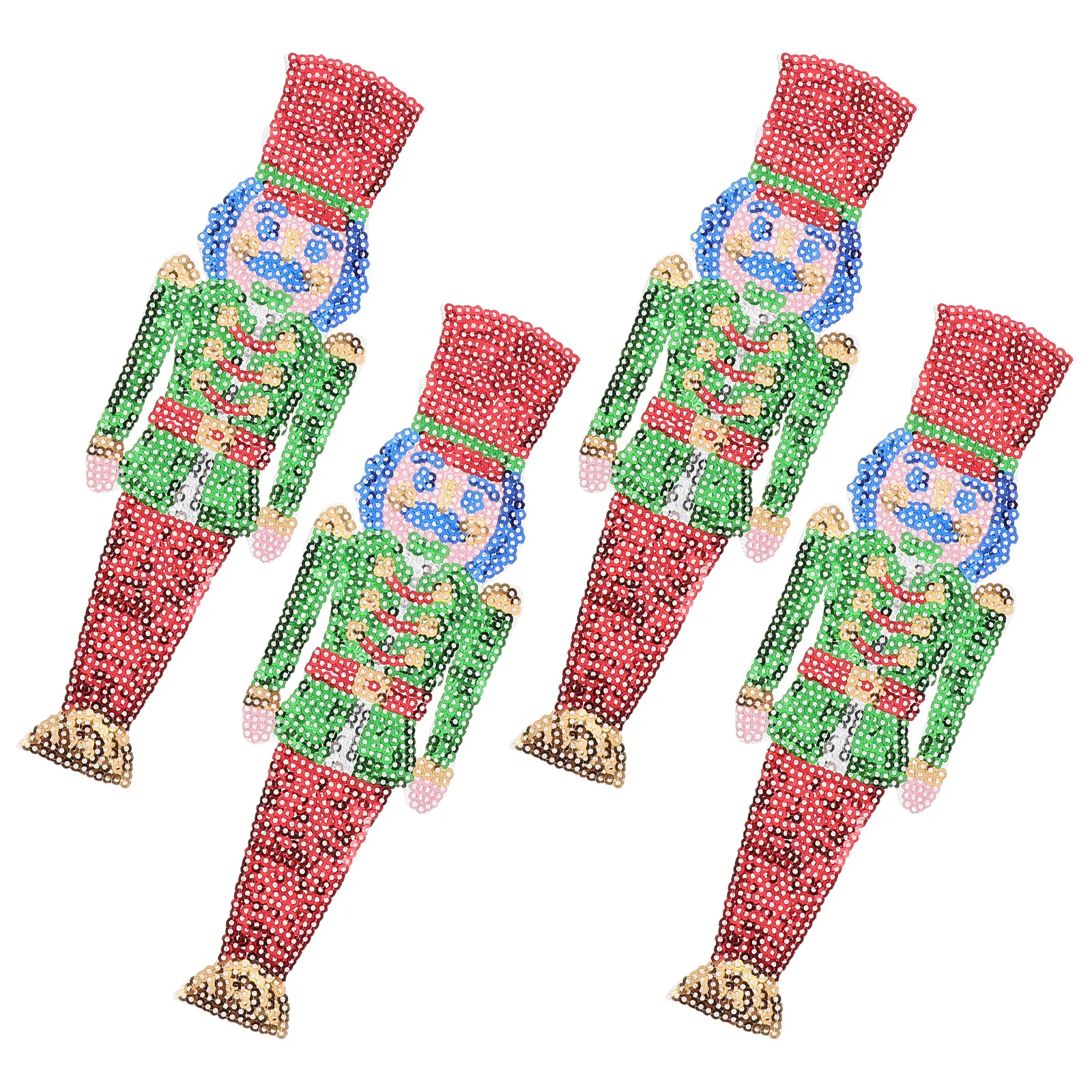 

4pcs Nutcracker Embroidered Sew On Patches Festive Holiday Decorative Appliques For Clothes Backpack Accessories Iron On