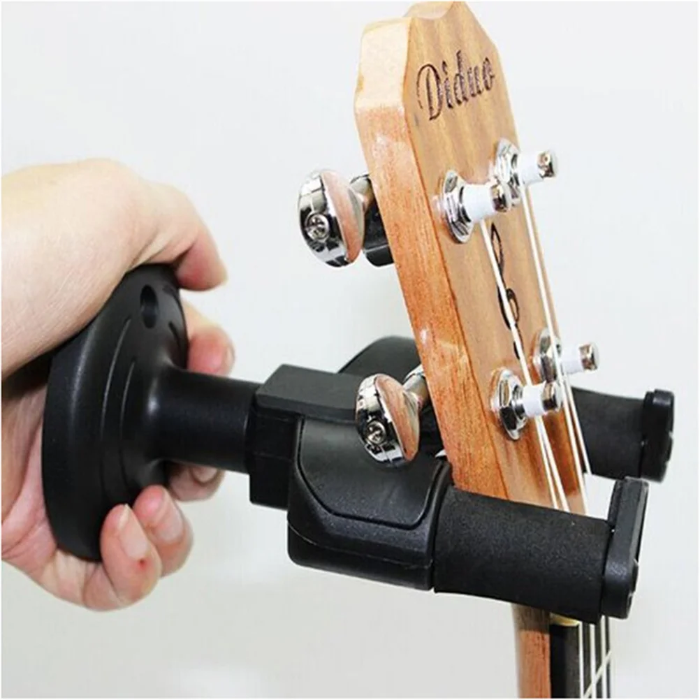 Gancho de soporte de pared para guitarra acústica eléctrica, mandolina, ukelele, brazos de soporte gruesos de plástico negro seguros