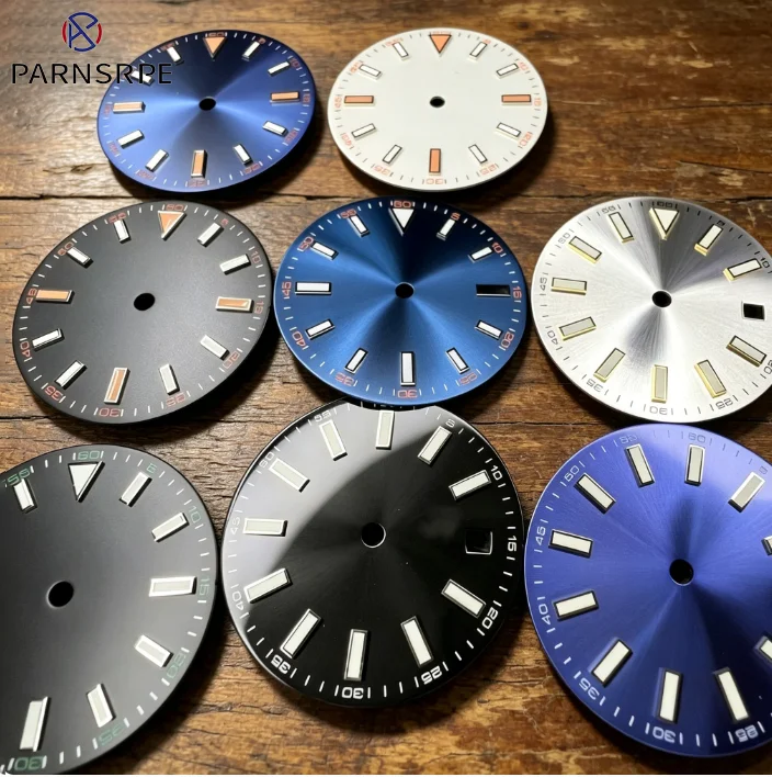 28.5mm Sunburst Watch Dial Vintage Style FOR 8215 2836 2813 Movement Mechanical Watch Parts Blue luminous dial, aseptic dial
