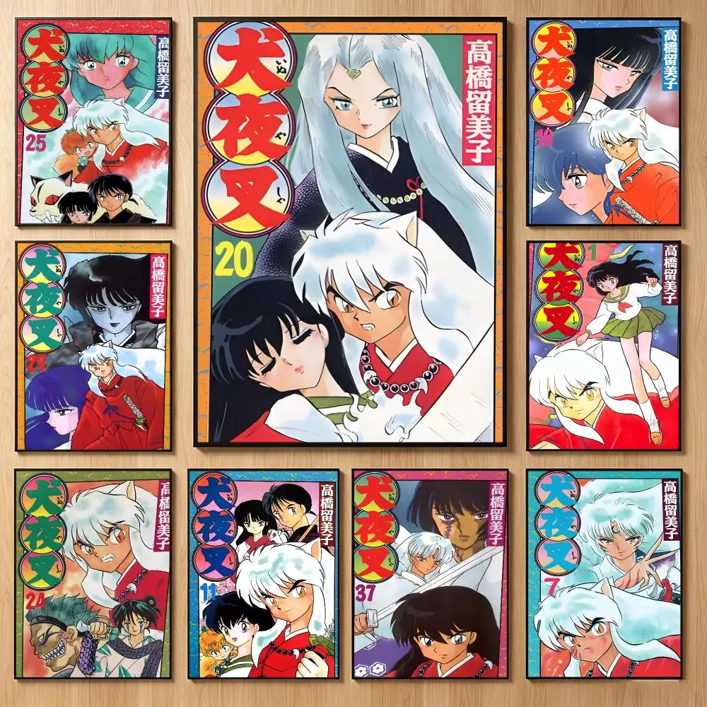 Historical Fantasy Anime I-Inuyasha Poster Classic Self-Adhesive PP Wall Sticker for Living Room Bar Decor Gift
