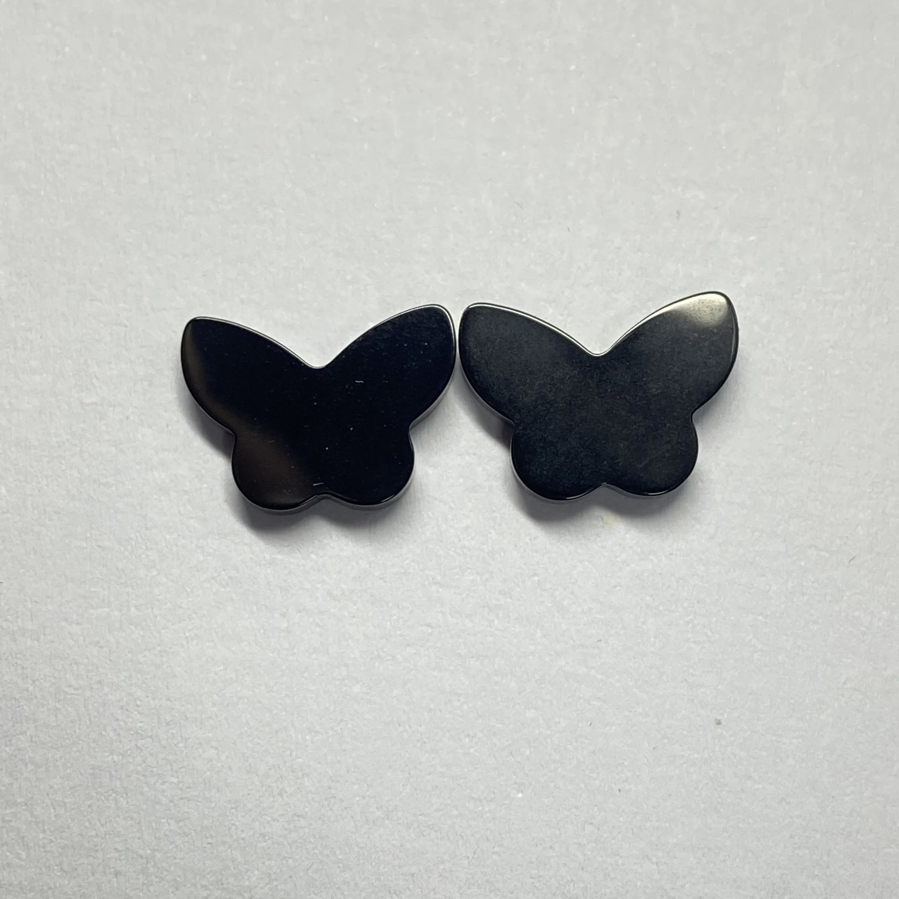 Natural Black Onyx Butterfly Shape Double Flat Good Polished Agate Gemstone for Jewelry