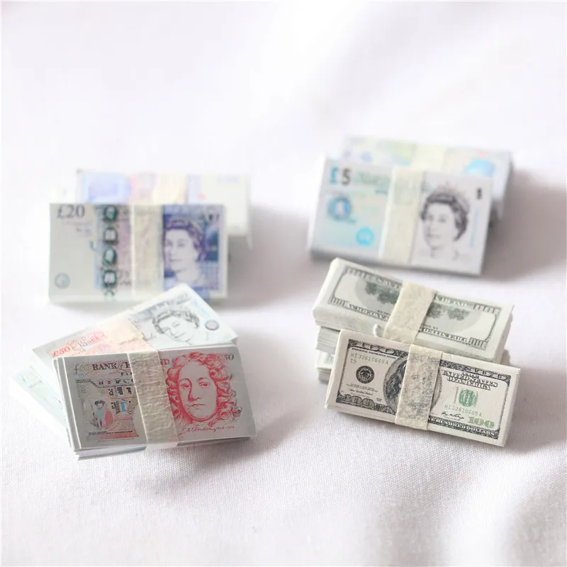 10PCS Mini Miniature Model Simulation Paper Currency BJD Dollhouse Decoration Accessories Suitable for 1:12 Doll Houses