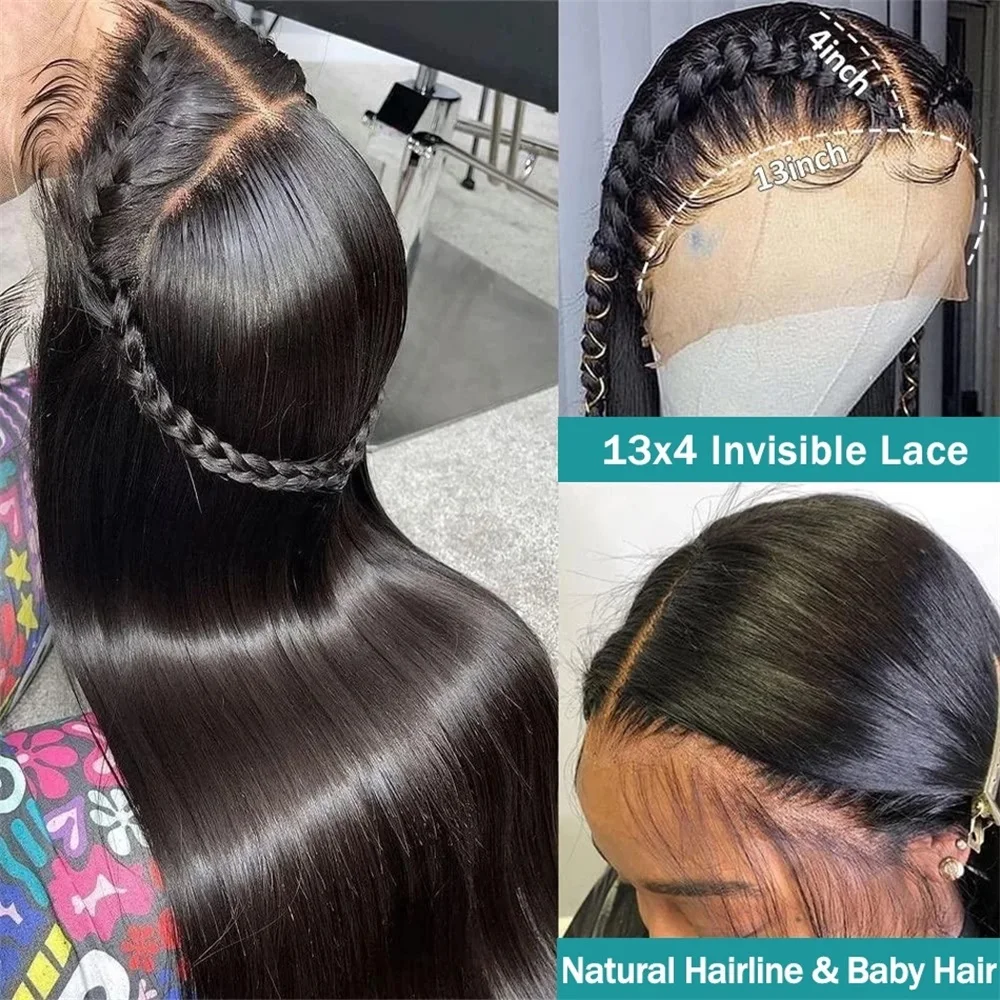 180 densidad 36 38 pulgadas 13x6 HD hueso transparente peluca Frontal de encaje recto cabello humano brasileño 13x4 peluca con malla Frontal para mujeres