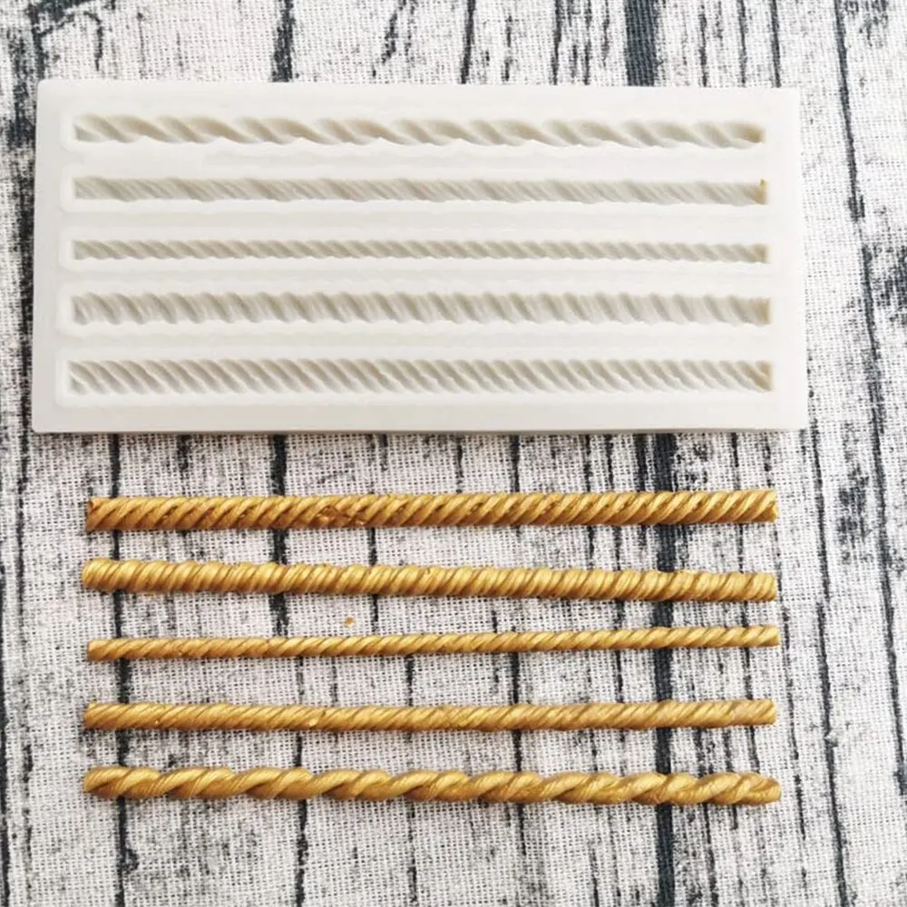 Aouke Braided Rope Silicone Mold Kitchen DIY Dessert Chocolate Mold Fondant Long Strip Lace Decoration Mold