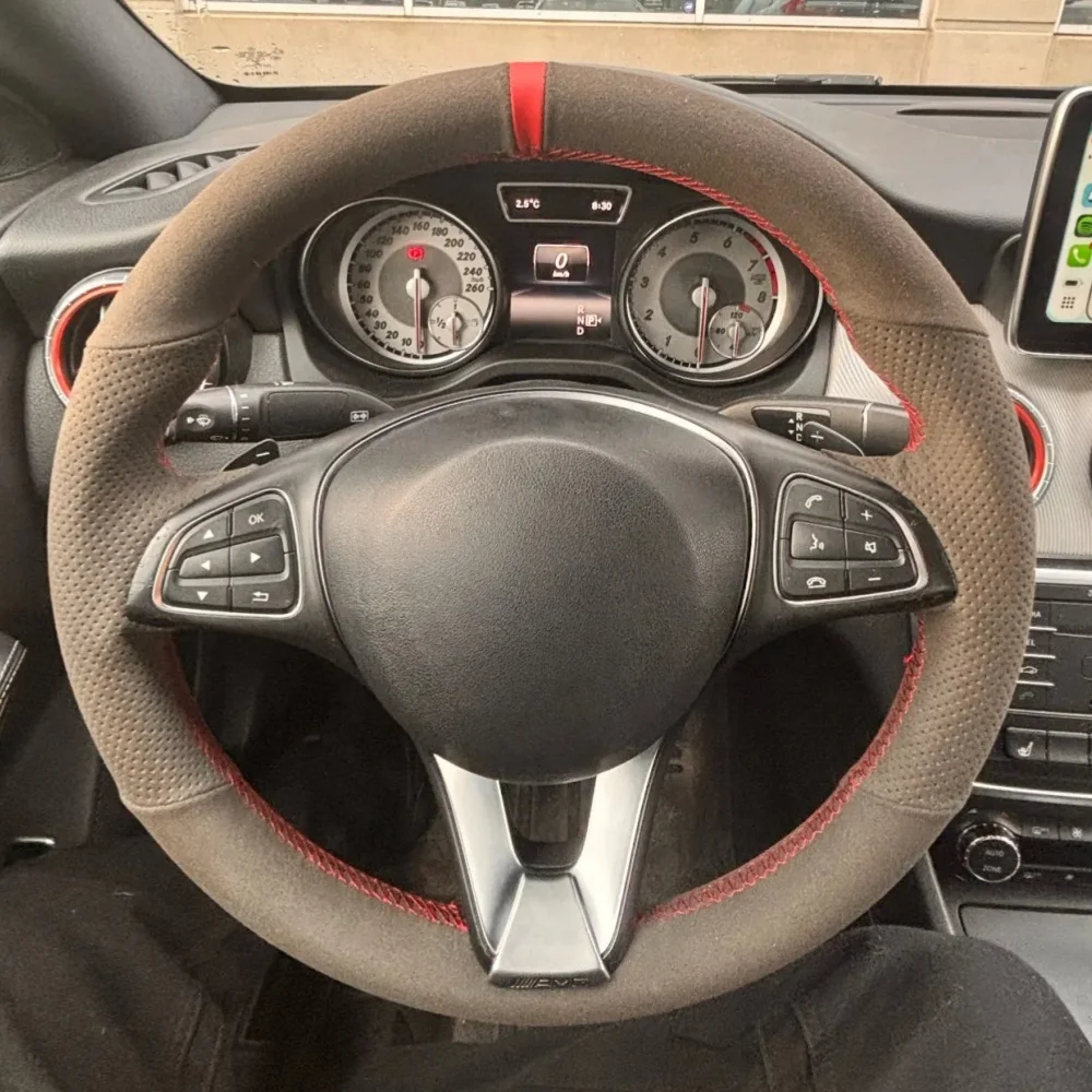 

Custom Car Steering Wheel Braid Cover Suede For Mercedes Benz W176 W246 W205 C117 C218 X218 W213 X156 X253 W166 X166 EQV W447