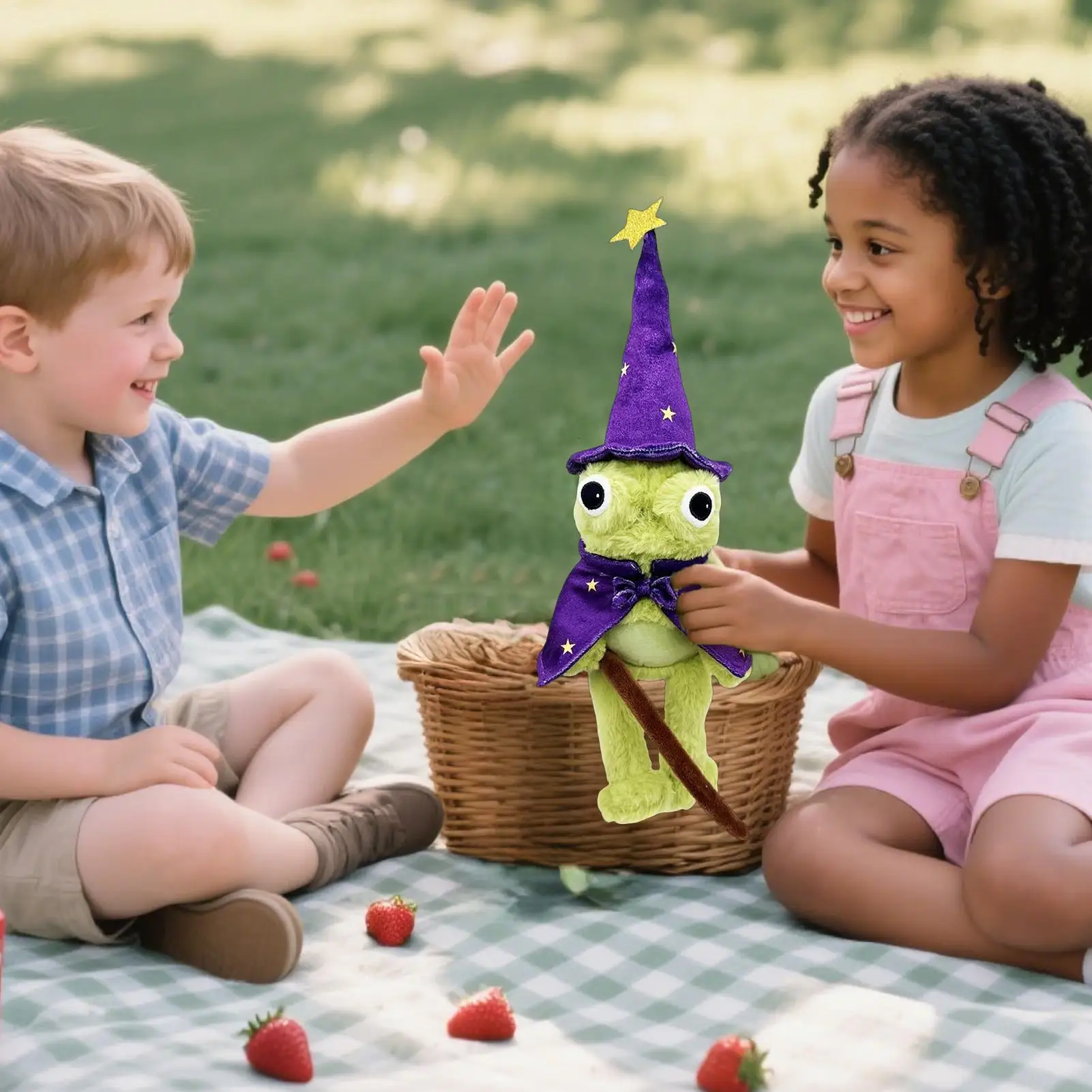 Für Moonlight Manor Frosch Zauberer Frosch Stofftier Garten Frosch Kuscheltiere mit Umhang Weiches Sammlerkissen Spielzeug für