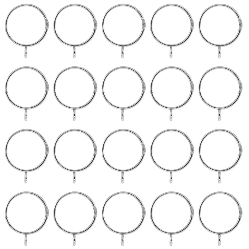 ●20 Pcs Openable Silver Curtain Rings Open and Close Metal Rustproof Drapery Loops with Eyelet for Hook Pins (1.5 Inch)-ABFB