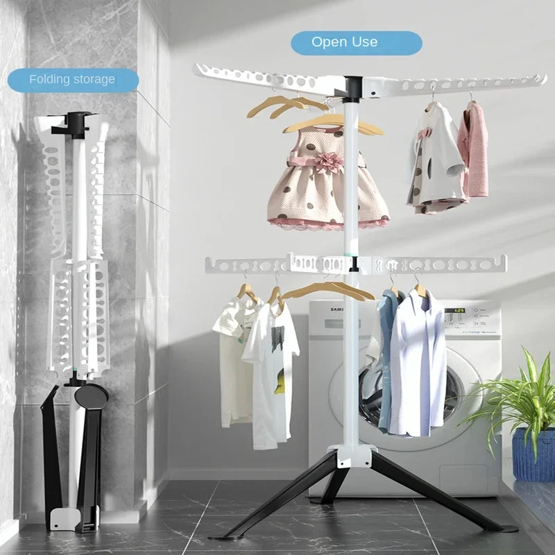 Tripod Clothes Drying Rack Folding Space-Saving Compact Laundry Rack with 16 Rotatable Arms Indoor Air Drying Solution