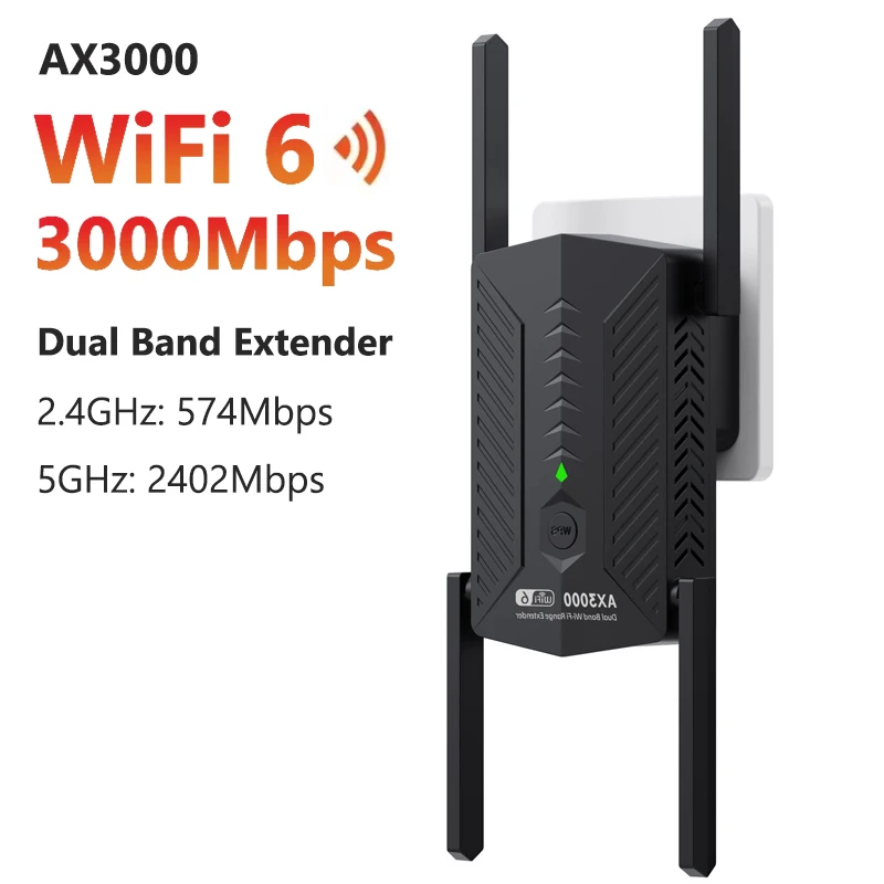 WiFi6 3000 Мбит/с беспроводной повторитель двухдиапазонный 2,4 ГГц 5 ГГц Wi-Fi удлинитель Wi-Fi 6 усилитель дальний усилитель расширения сигнала