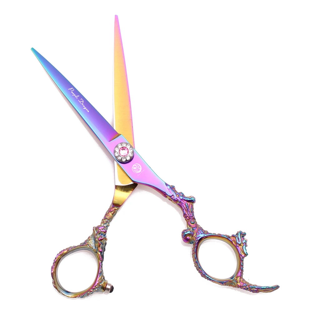 Friseurschere 5,5" 6" Edelstahlschere für Friseure Lila Drachen-Haarschneideschere Drachengriff Effilierschere Z9005 – Detail 1