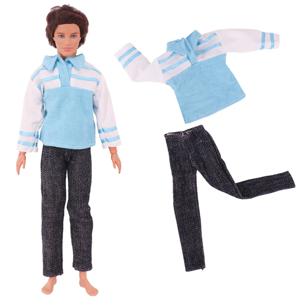 Ken Doll Clothes Handmade T-shirt + Trousers,Jacket+Shorts Suitable For 30cm Doll Fashion Outfit Casual Clothing Free Glasses