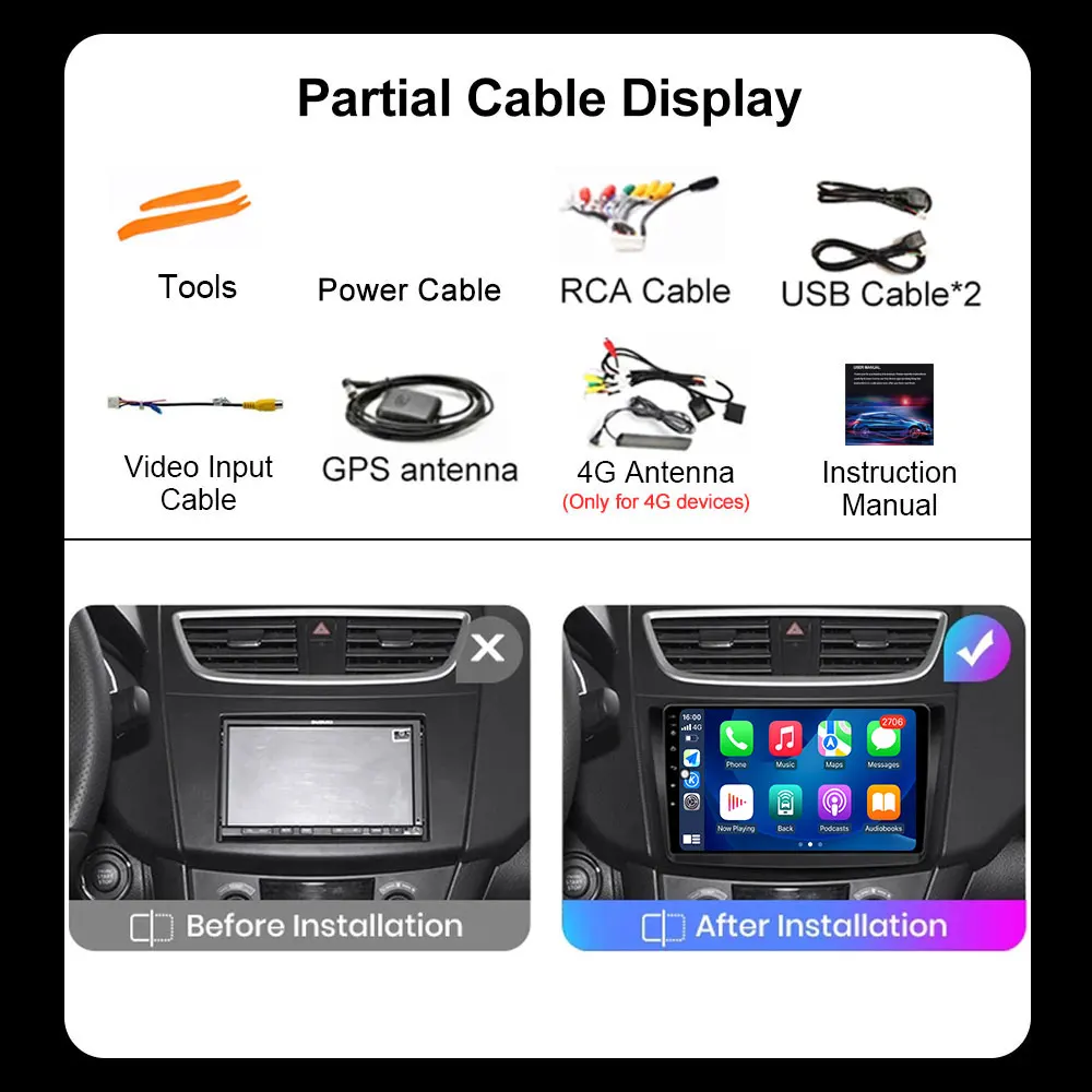 Android16 For Suzuki Swift 4 2011- 2017 Car Radio Auto BT Stereo Multimedia Video Monitor GPS Navigation WIFI 4G DSP SWC Tool