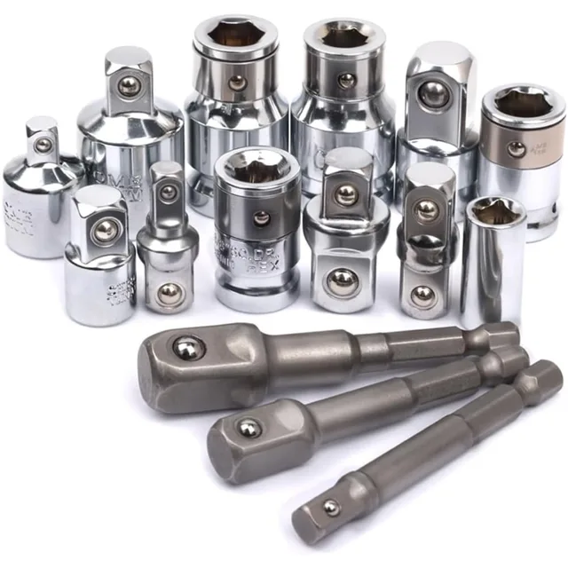 Adapter do klucza nasadowego, zestaw redukcji do klucza kwadratowego, uchwyt na wiertła i bity, uchwyt na sześciokątne nasadki, konwerter 1/2 na 3/8 na 1/4, dwugłowicowy zestaw konwertujący.