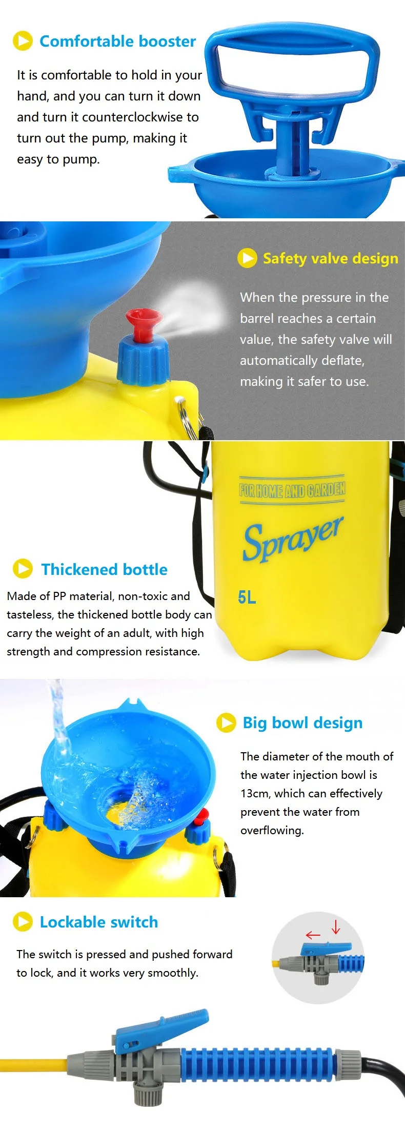 5L Garten Druck Sprayer Bewässerung Blume Pflanze Gießkanne Pestizid Dünger Spray Werkzeug Luftpumpe Wasser Spritzen Flasche – Detail 10