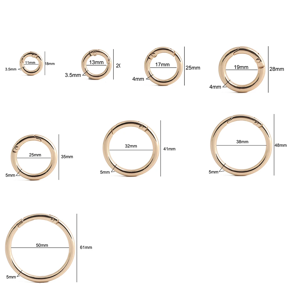 30PCS Inner Size:10-50mm Open Metal O Ring Spring Clasps For Keychain Bag Clips Hook Pets Chain Buckles Connector Accessories