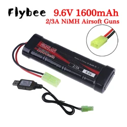 NiMH 2/3A 9.6V 1600mAh Flat Battery Pack with Mini Tamiya Connector for Airsoft Guns Mini AK series or modified AEG's Parts