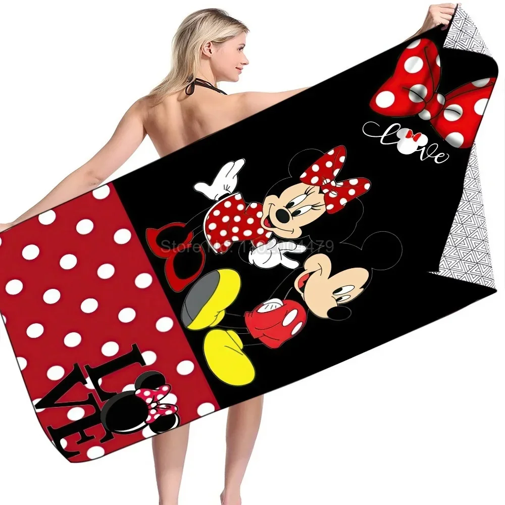 3D Mickey Minnie Mouse Black Beach Towel Cartoon Kids Boys Girls Soft Donald Duck Bath Towel Throw Blanket Bathroom Decor