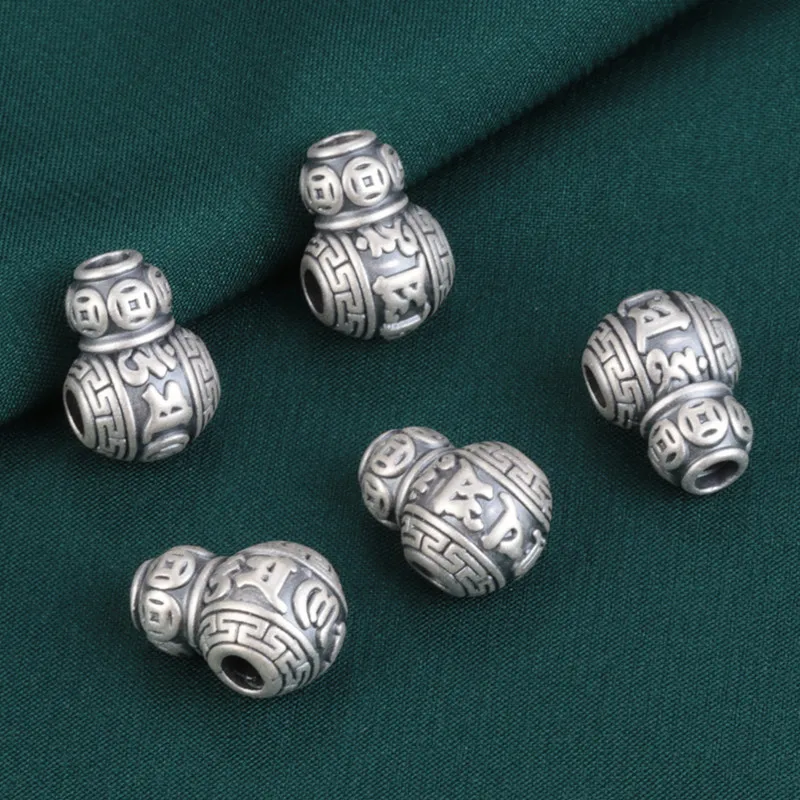 Budista Oração OM Mantra Beads, tibetano seis palavras, 3-Way Guru Bead, 100% 999 de prata, Mala's Guru Bead