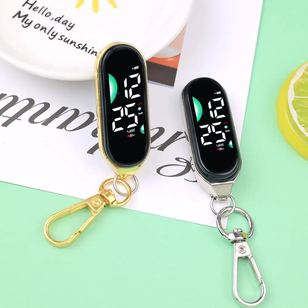 Digital Display Electronic Hanging Watch Touch Screen Waterproof Pocket Watch Keychain Luminous LED Watch Keychain Adults view 6