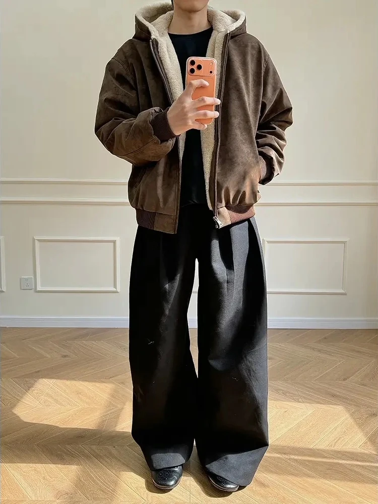 معطف بقلنسوة من فراء الأرنب الصناعي غير اللامع للرجال من القطن Jaet للشتاء من American Sle معطف دافئ طويل بسحاب للإغلاق C... #2