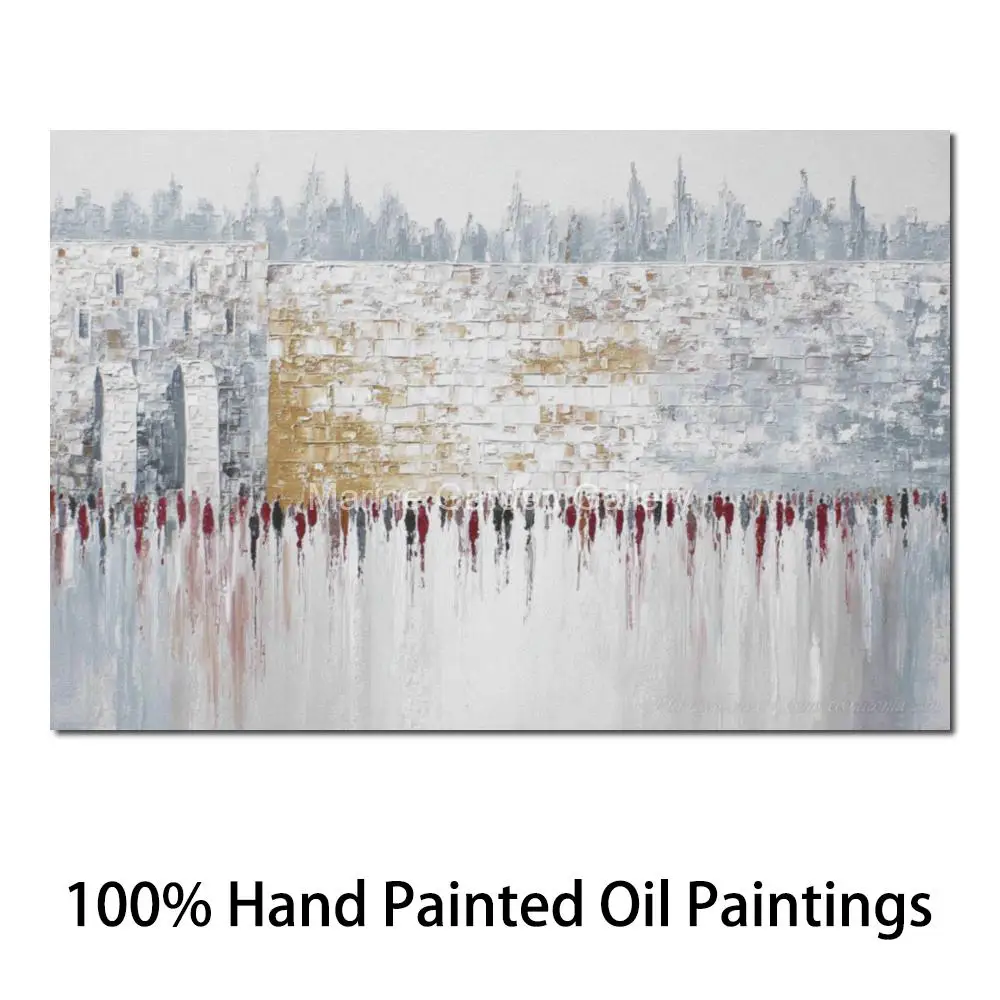 

Abstract Kotel Canvas Art Large Textured Jerusalem Oil Painting Hand Painted Jewish Judaica Statement Wall Art Living Room Decor