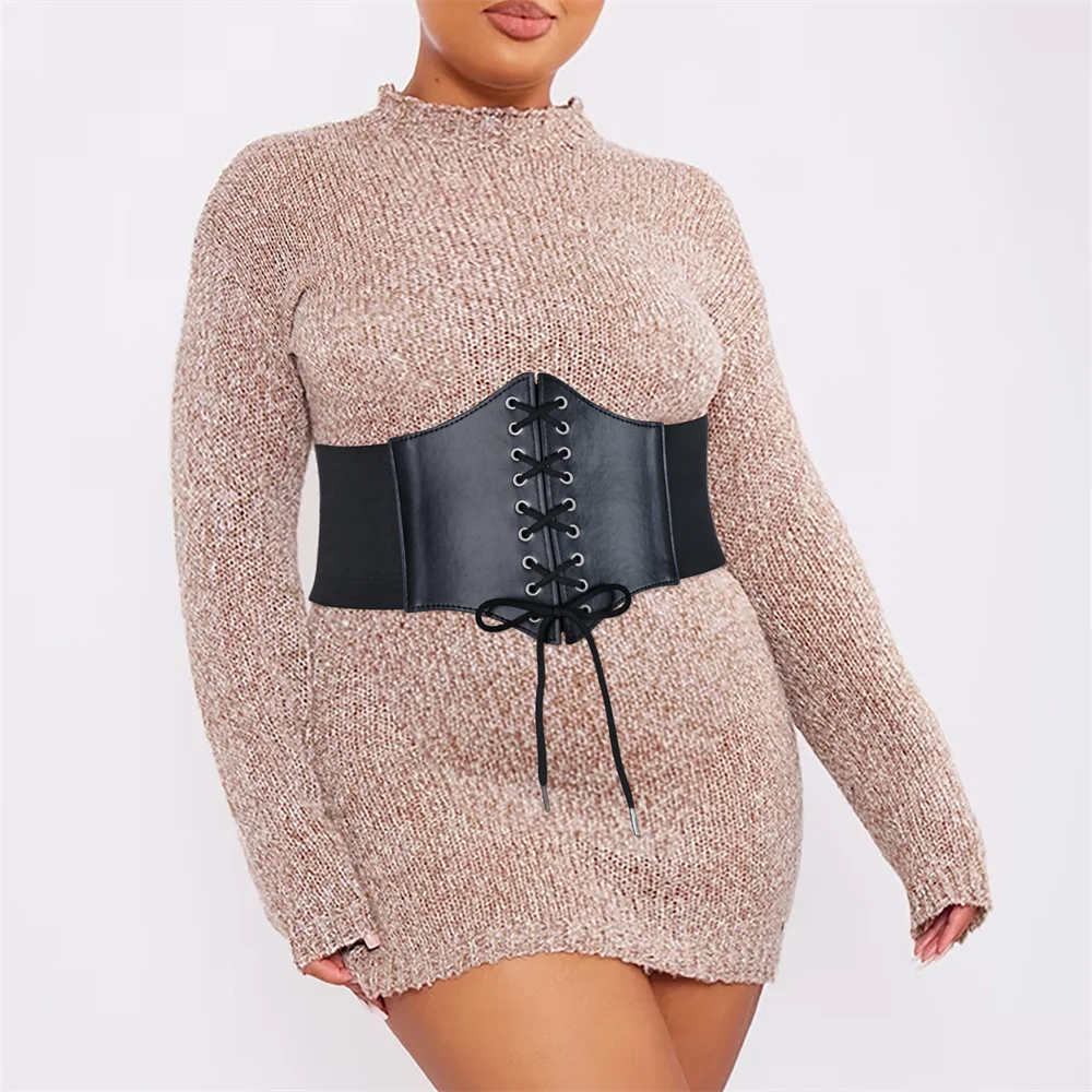 

Plus Size Corset Waist Belt For Women's Leather Harness Gothic Style Drawstring Belt Adjustable Elastic Fashion Punk belt