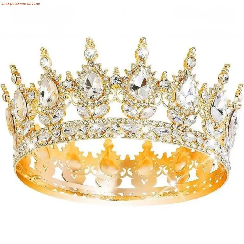 F92D Blingbling Hair Hoop Girl Birthday Party Elegant Cake Water Drop Crystal Girl King Costume Headwear