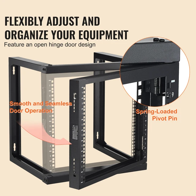 SucceBuy 9U Wall Mount Rack 150lbs Max Load Capacity Open Frame Server Network Rack with Cage Nuts Screw for Server IT Equipment 2 SucceBuy 9U Wall-Mount Open Frame Server Rack – 150 lb Capacity, with Cage Nuts and Screws – view 2
