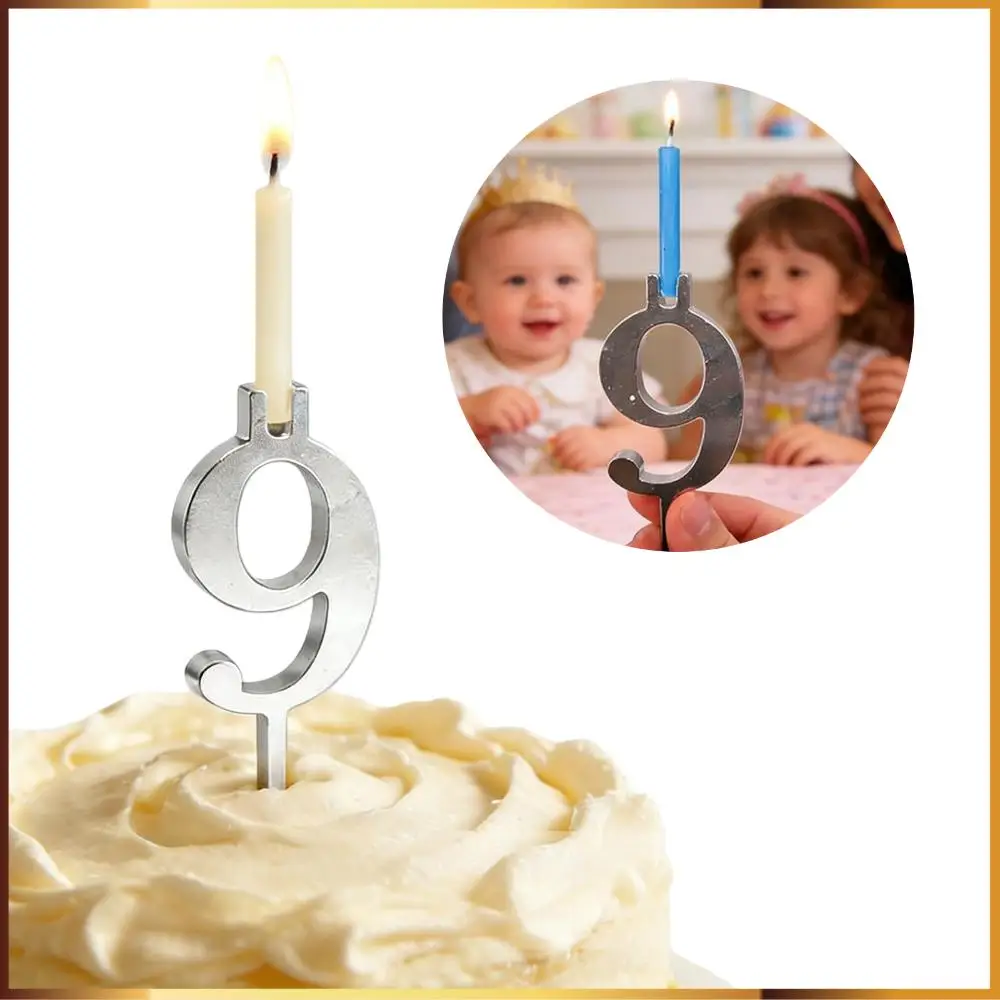10 Stück 0-9 Wiederverwendbare Zahlen-Kerzenhalter-Set Kuchenzubehör Zahlenkerzen-Ständer für Jubiläen und Feiern