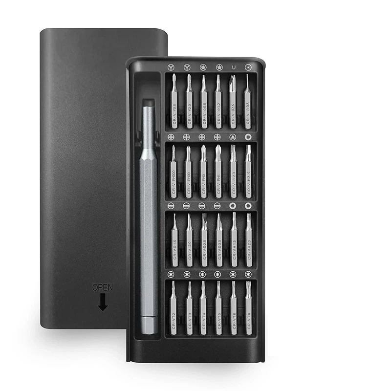 25-in-1 Präzisions-Schraubendreher-Set mit 24 Arten von Torx-, Sechskant- und Flachkopf-Bits, Mini-Taschenformat für Elektronik-Reparaturen – Detail 9