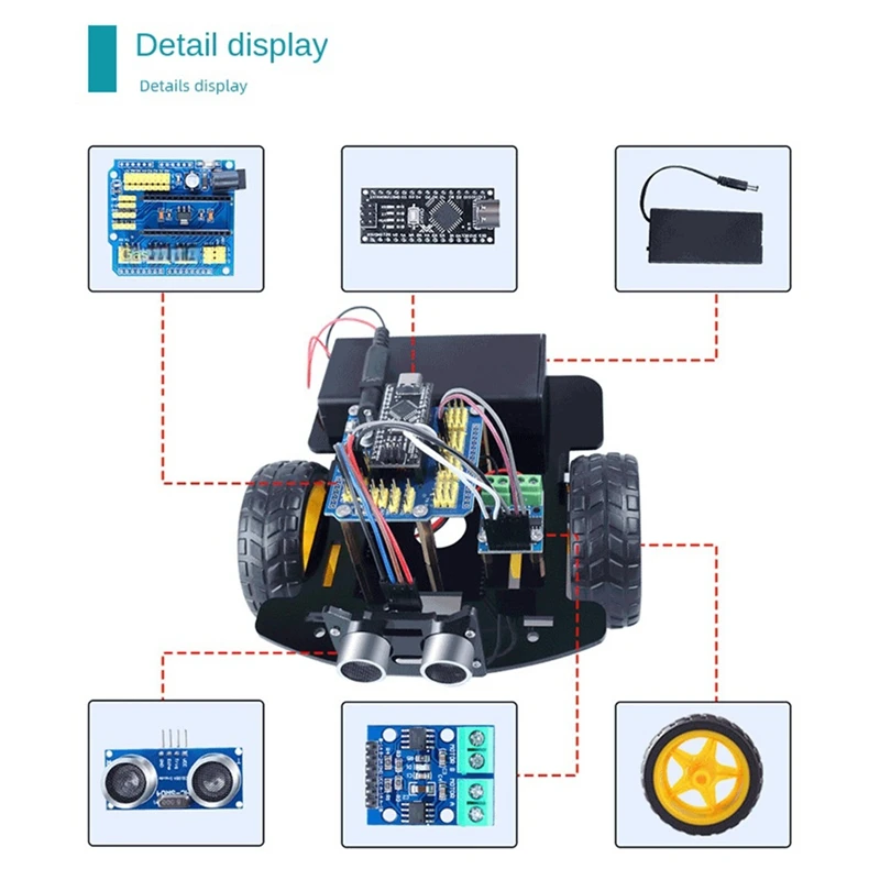 Car Smart Robot Programming Kit DIY Electronic Kit Smart Car Robot Kit Programming Learning Programming Kit-A69M