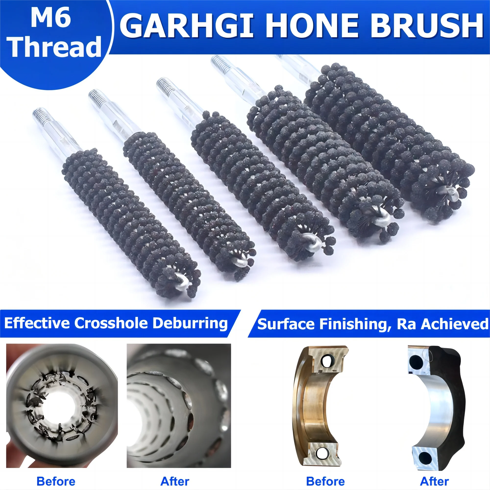 1/2Inch (12.7MM) M6 Cylinder Bore Hone Brush Power Drill CNC Automated Finishing Deburring Grinding Crosshatch Silicon Carbide