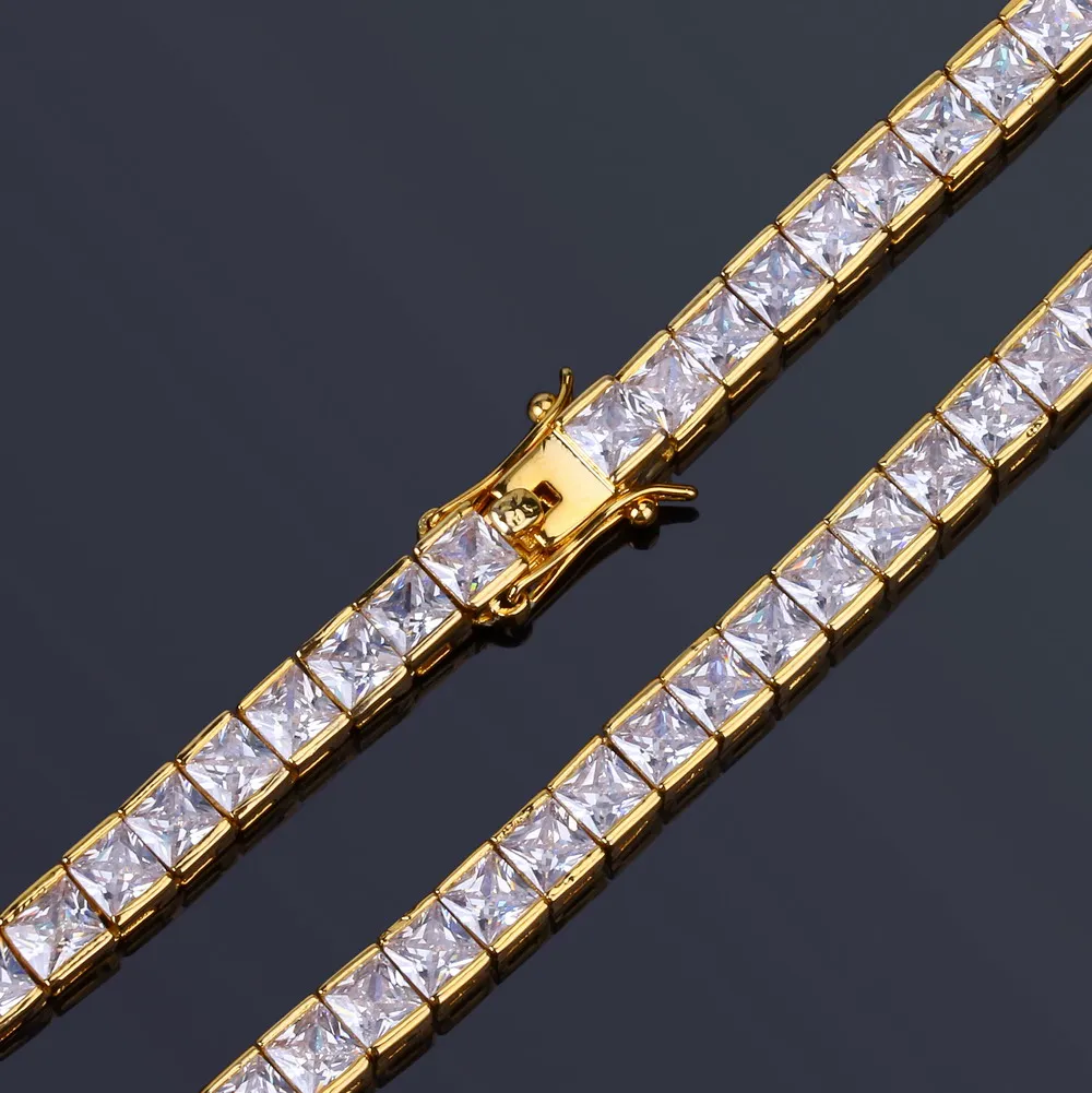 Handmade 4mm Square Diamond Bracelets For Women Men Luxury 925 Silver & 18K Yellow Gold Engagement Wedding Gemstone Jewelry