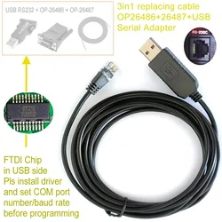 USB RJ12 Serial Program Cable OP 26486 26487 Equivalent for Keyence PLC RS232 Communication Cable