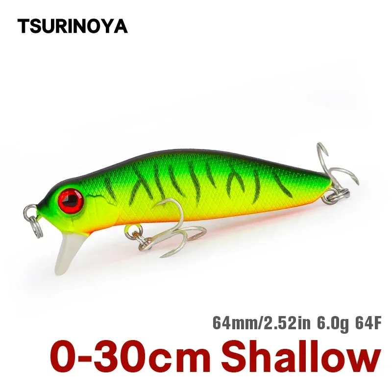64mm 6g 64F Dead Floating Minnow Fishing Lure DW71 Pike Bass 0-30cm Shallow Range Jerkbait Tungsten Weight Hard Baits